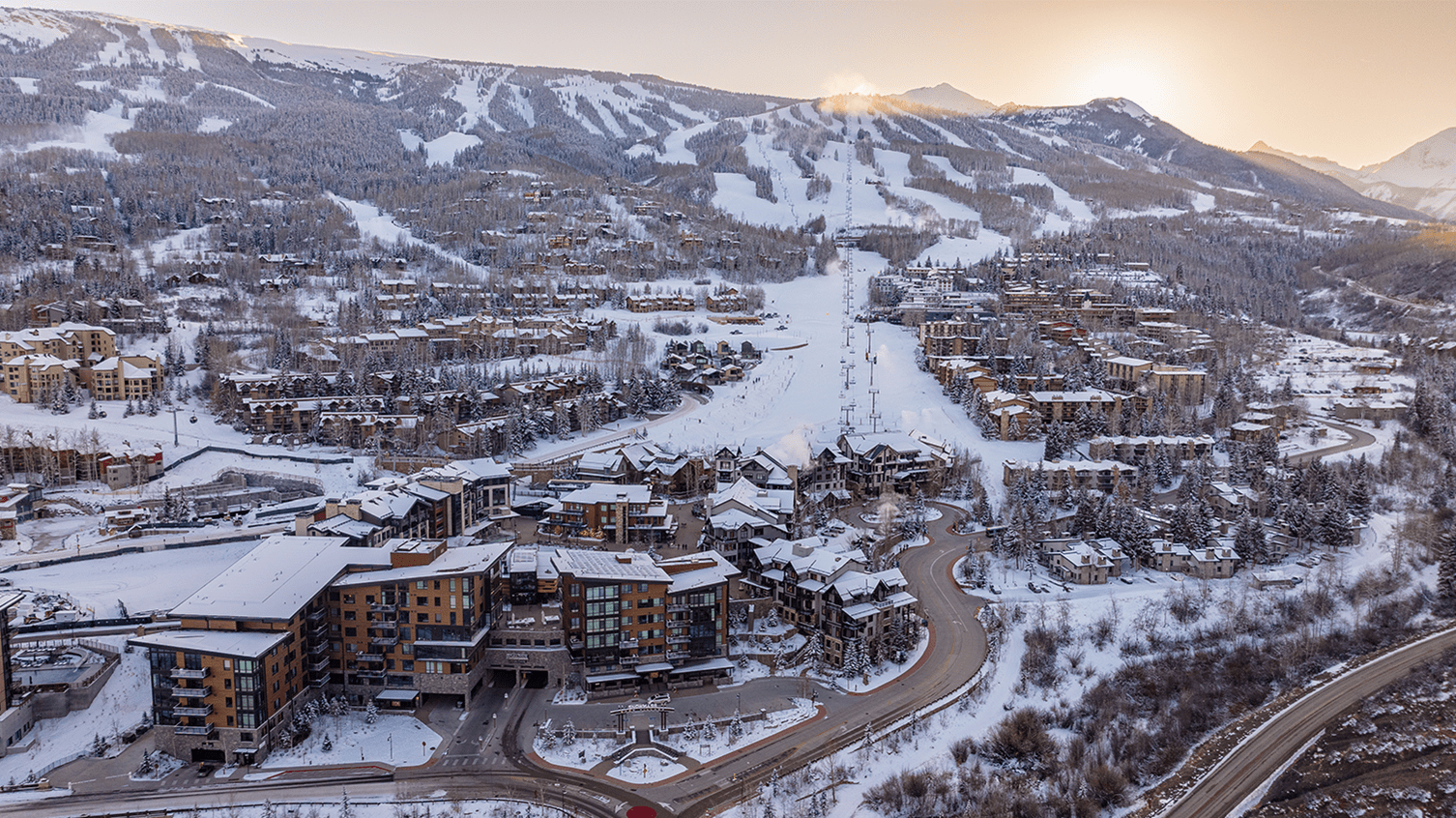 Aspen Snowmass in USA - a view of a town in the mountains.