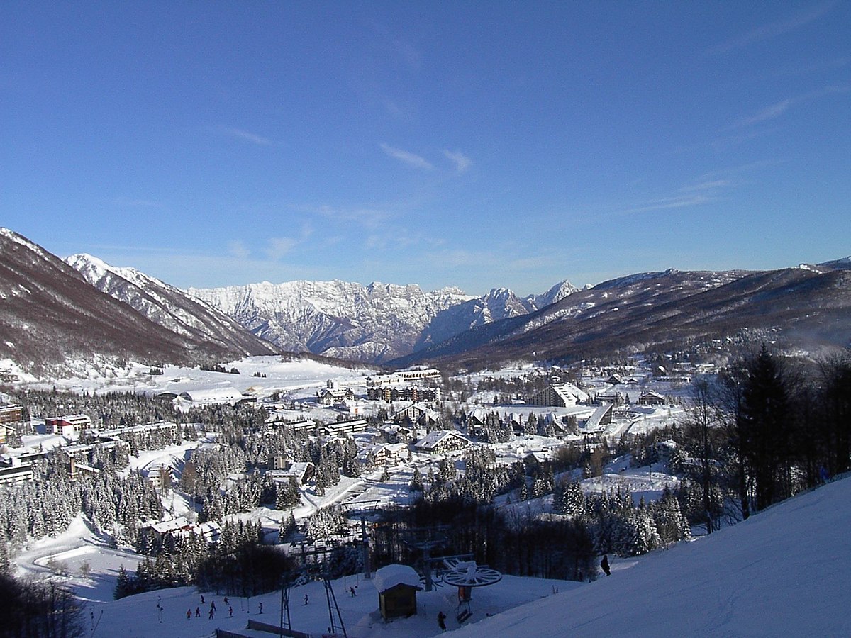 Piancavallo in Italy - a view of a snowy town in the mountains.