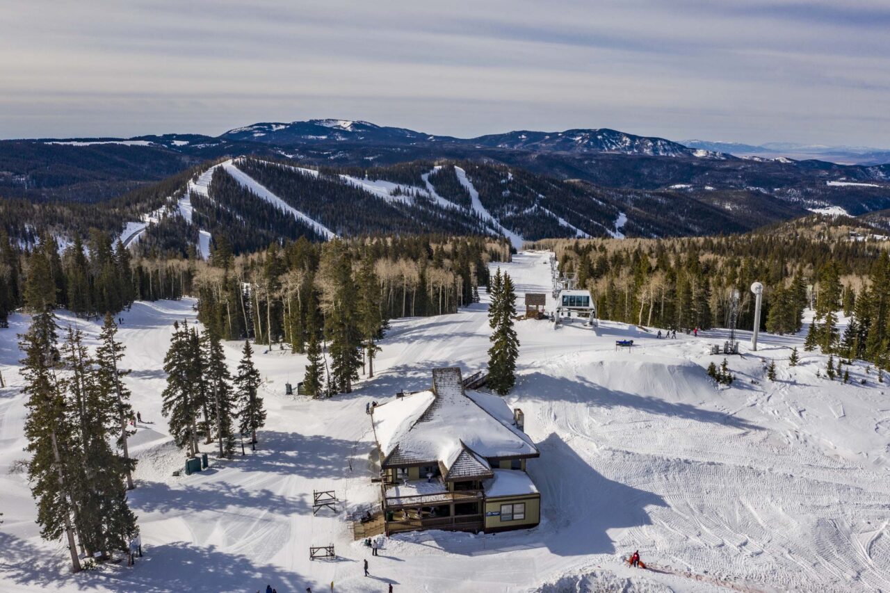 Eagle Point in USA - the view from the top of the mountain, looking down at the lodge.
