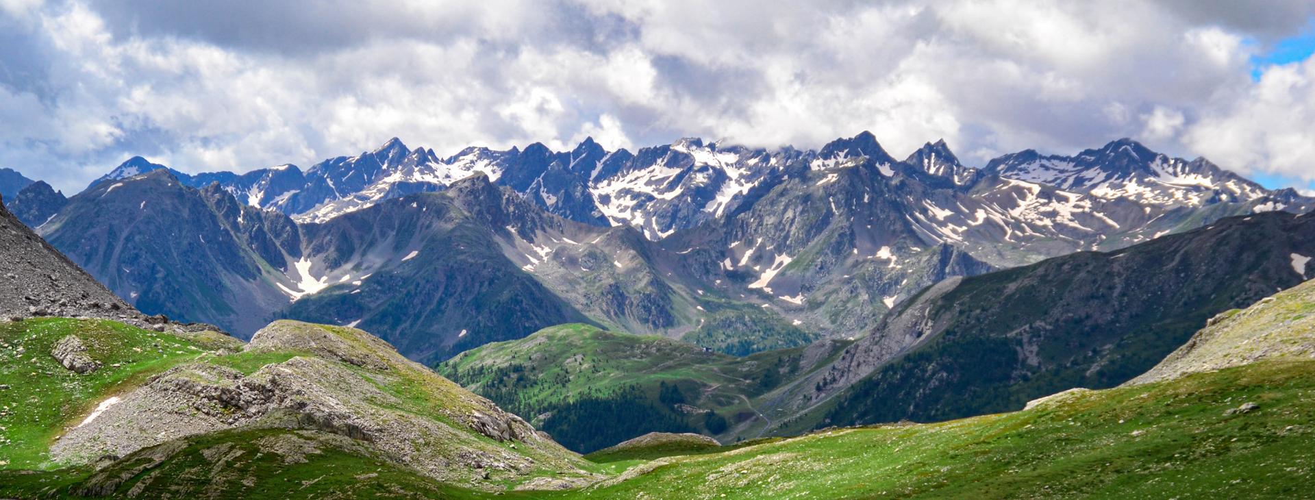 Argentera in Italy - the mountains are covered with snow.