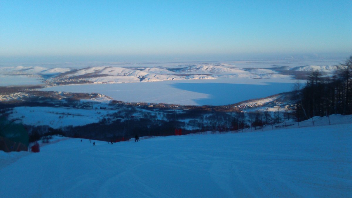 Mountain skiing Resort Bannoe, Magnitogorsk in Russia - the view from the top of the mountain.
