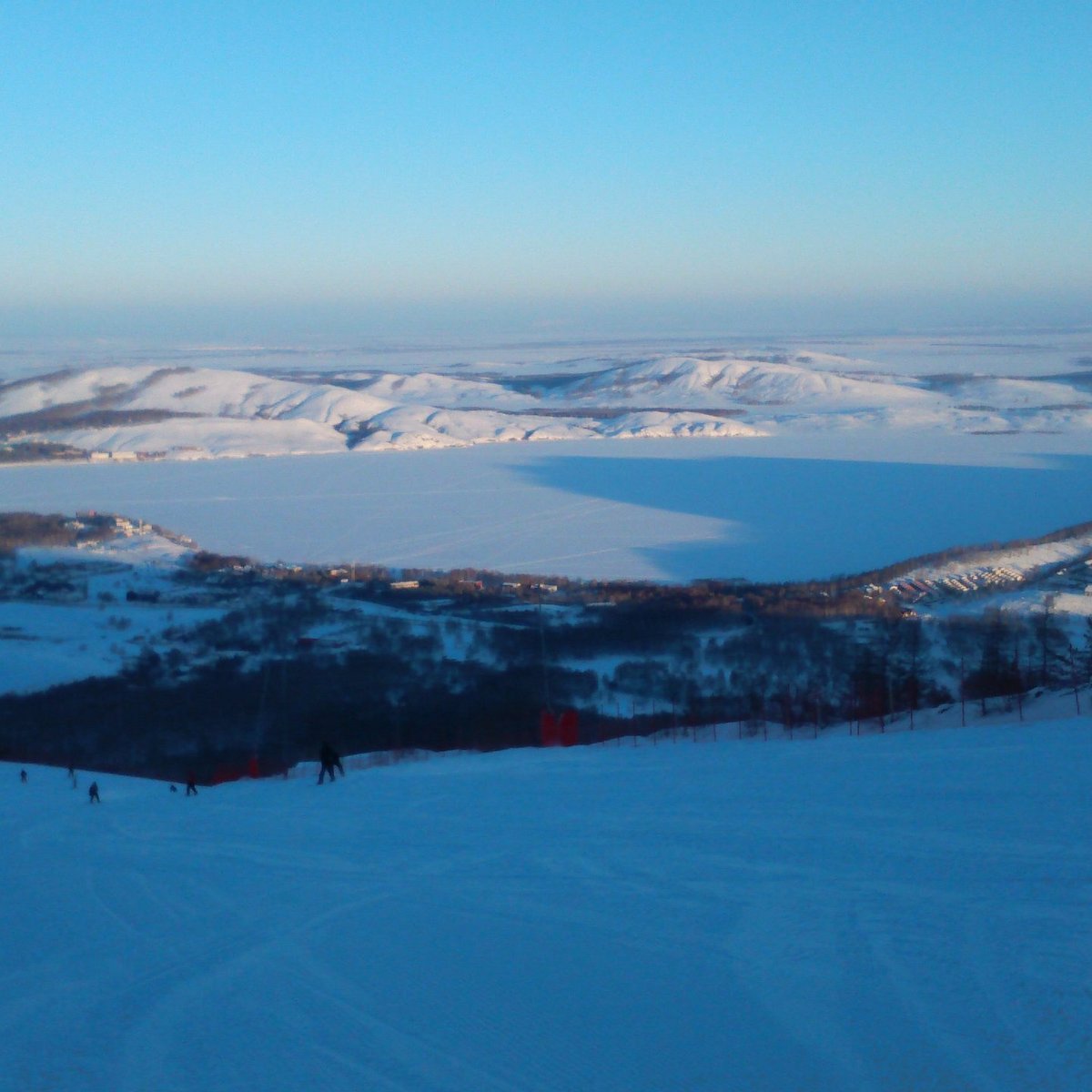 Mountain skiing Resort Bannoe, Magnitogorsk in Russia - a clear blue sky.