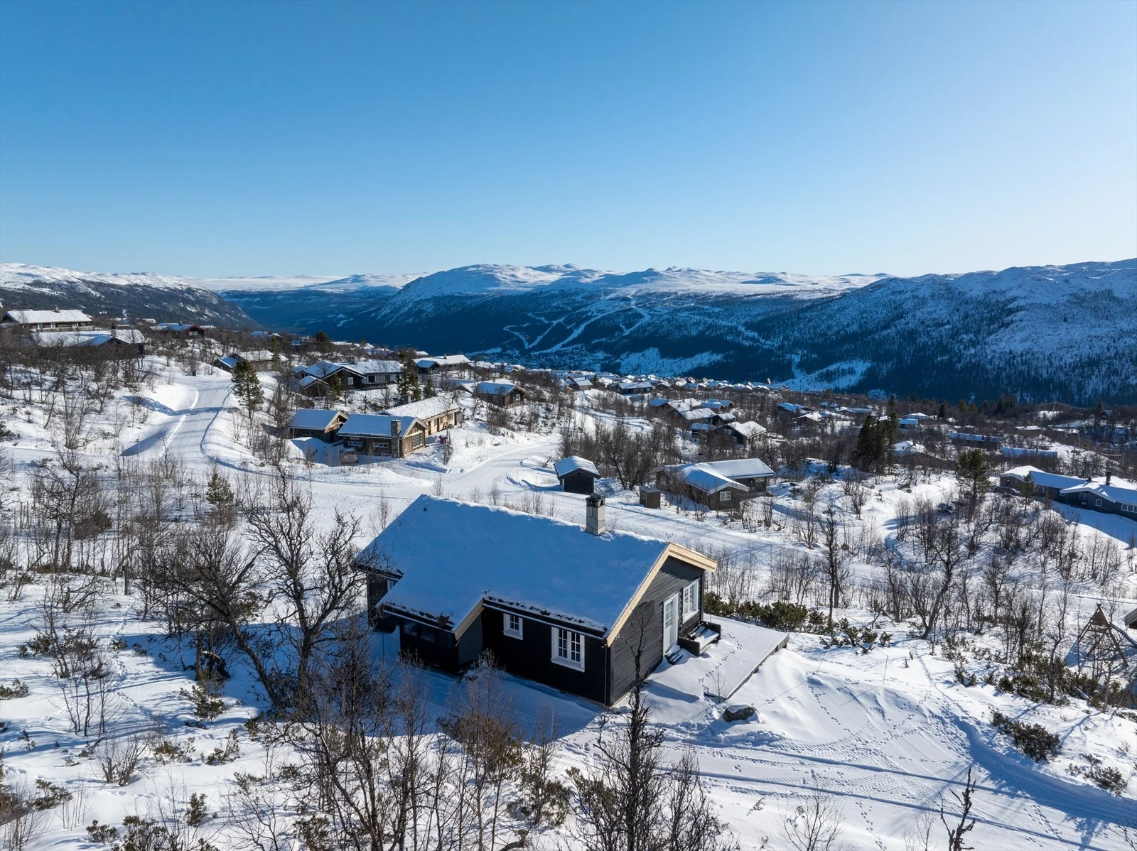 Uvdal Alpinsenter in Norway - the view from the top of the mountain in winter.