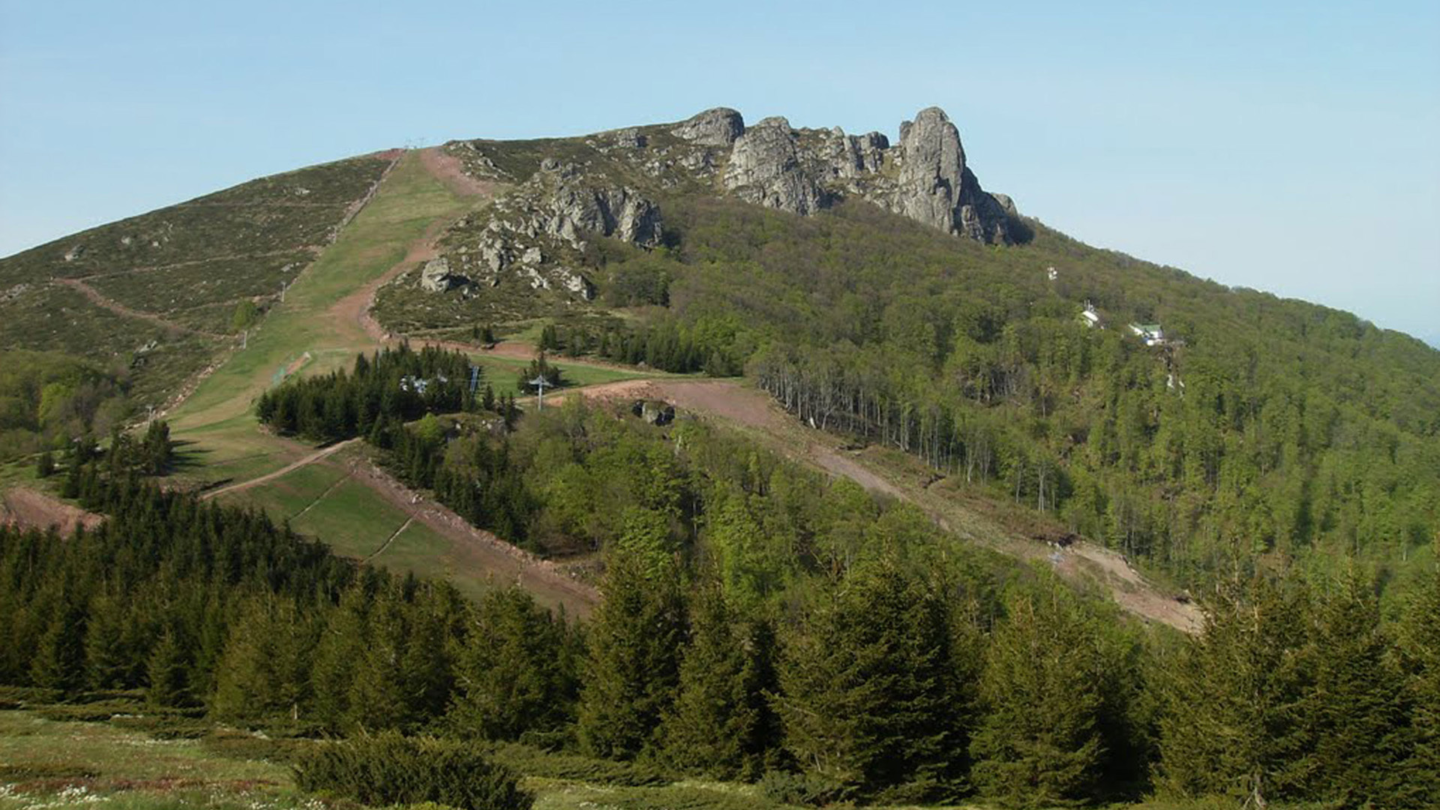 Stara Planina in Serbia - the top of a mountain with trees on it.