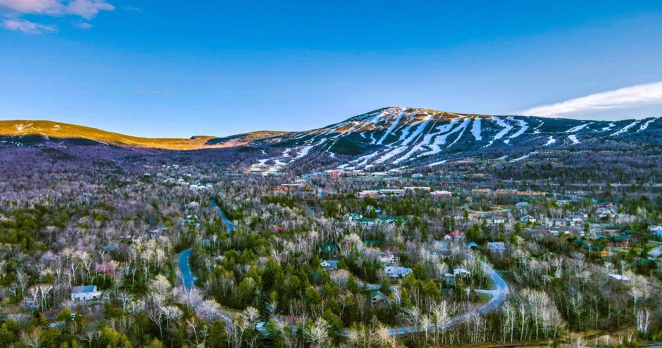 Bigrock Mountain in USA - an aerial view of the town of whitefish, alaska.