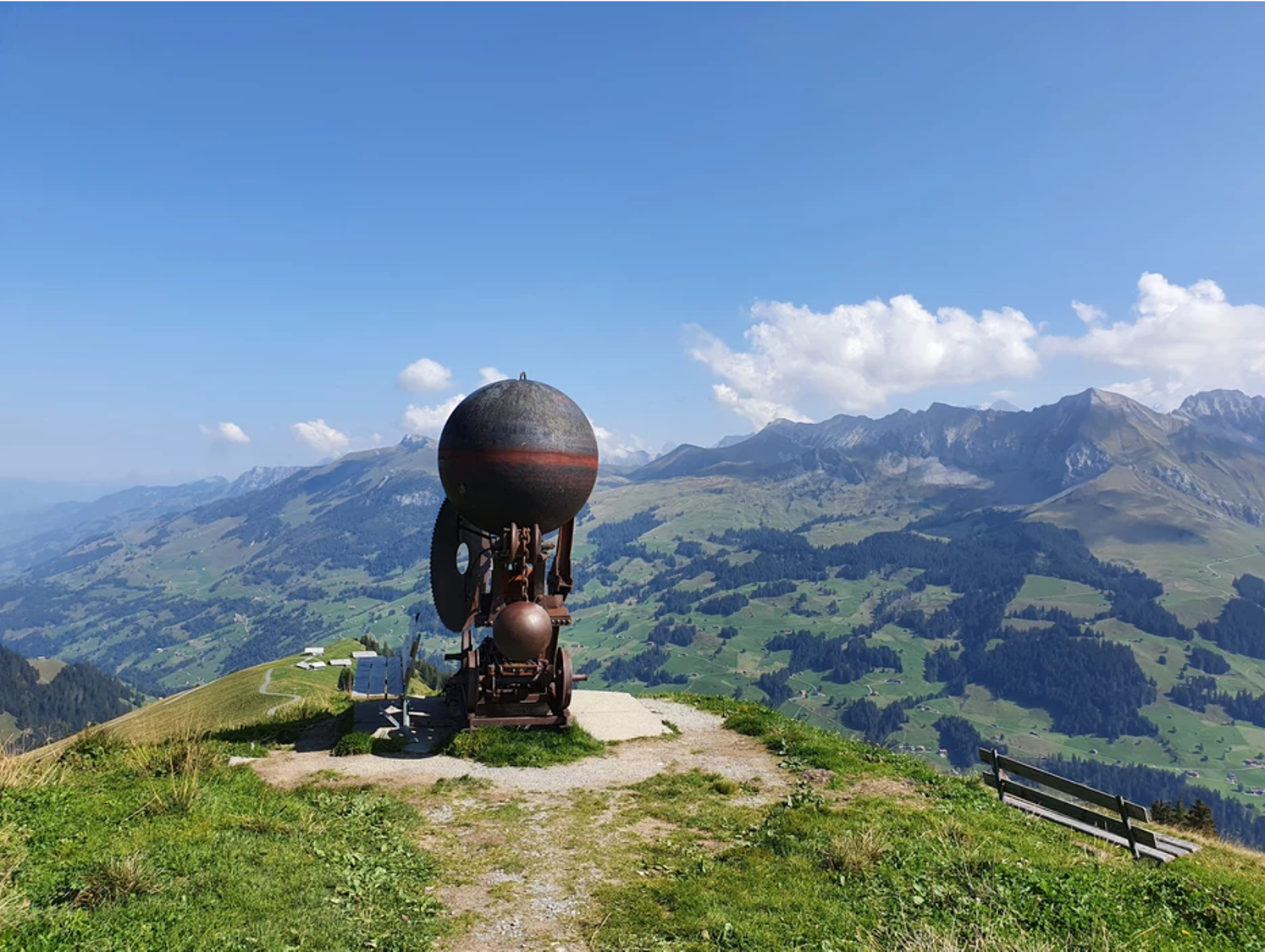 Tschentenalp in Switzerland - the sky is clear and blue.