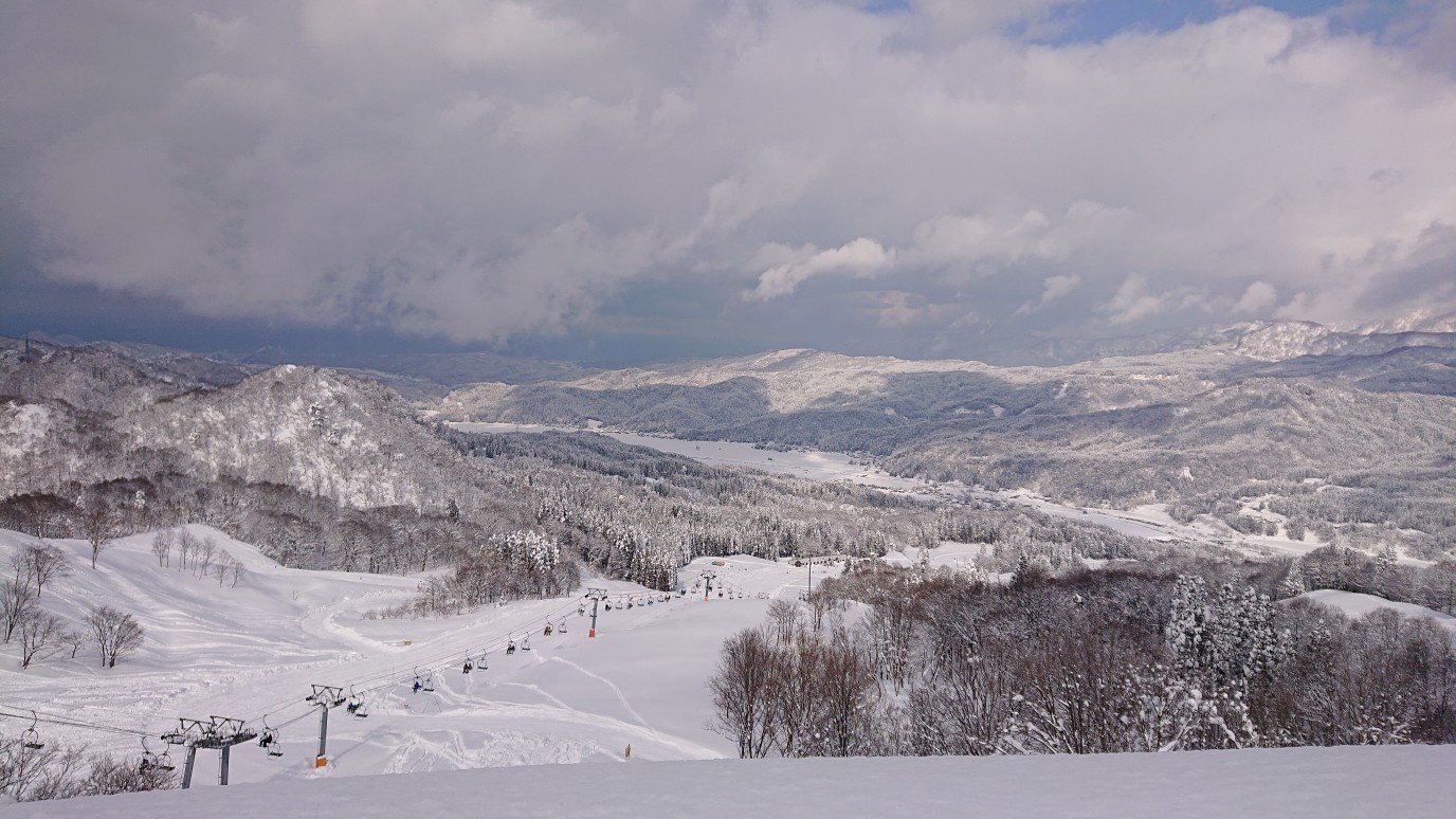 Itoigawa Seaside Valley in Japan - a view from the top of a ski slope.