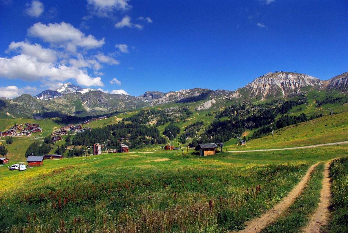 La Plagne in France - a mountain village in the swiss alps.