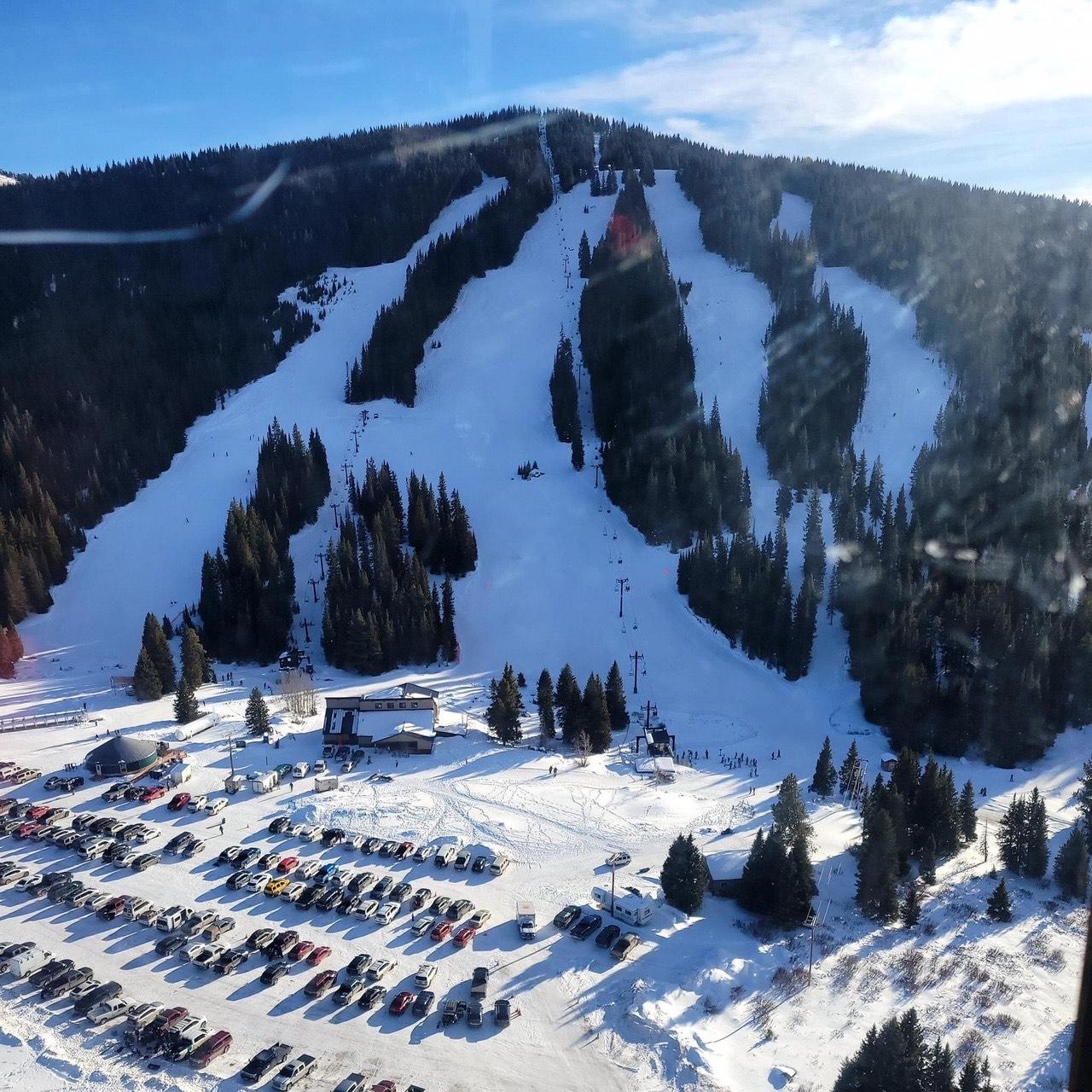 Antelope Butte in USA - a view of a ski area from a window.