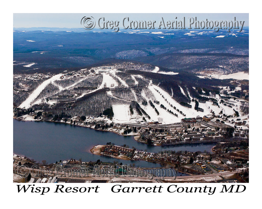 Wisp Resort in USA: the view from the top of the mountain, looking down on the resort.