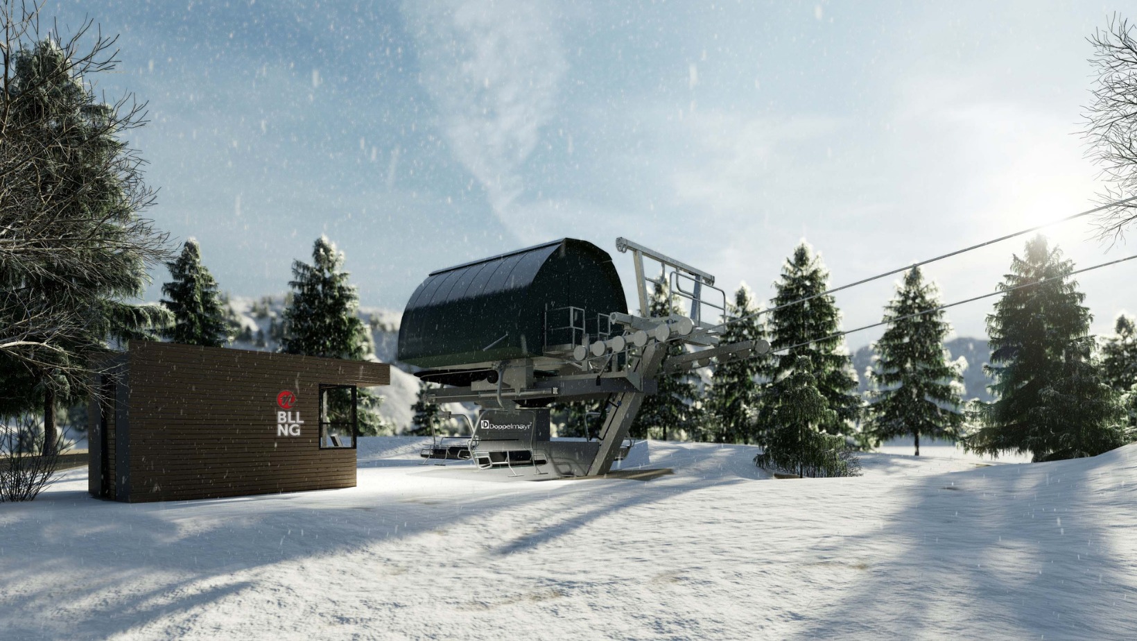 Belle Neige in Canada - an image of a snow machine in the snow.