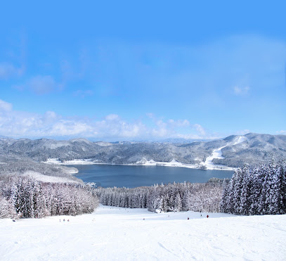 View of the thriving winter sport scene at Sun Alpina Hakuba Sanosaka Snow Resort in Japan, showcasing stunning winter scenery with ski slopes, lifts, and snow-covered landscapes.