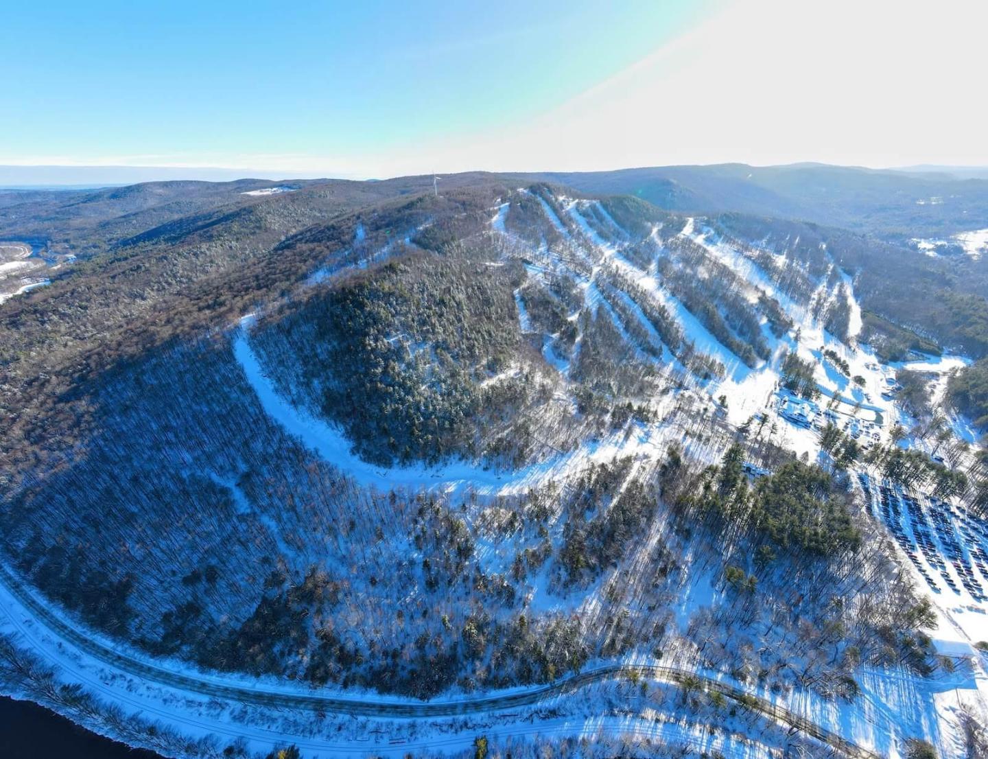 Berkshire East in USA - the view from the top of the mountain in winter.