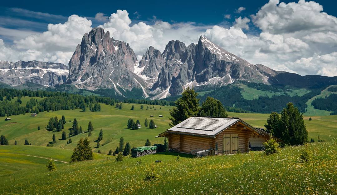 Alpe di Siusi in Italy - a house in the mountains.