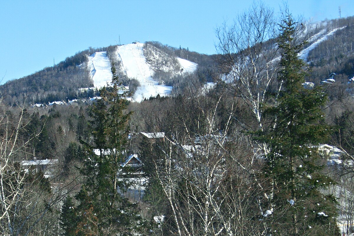 Sommet Olympia in Canada - a view of a mountain with trees and snow.