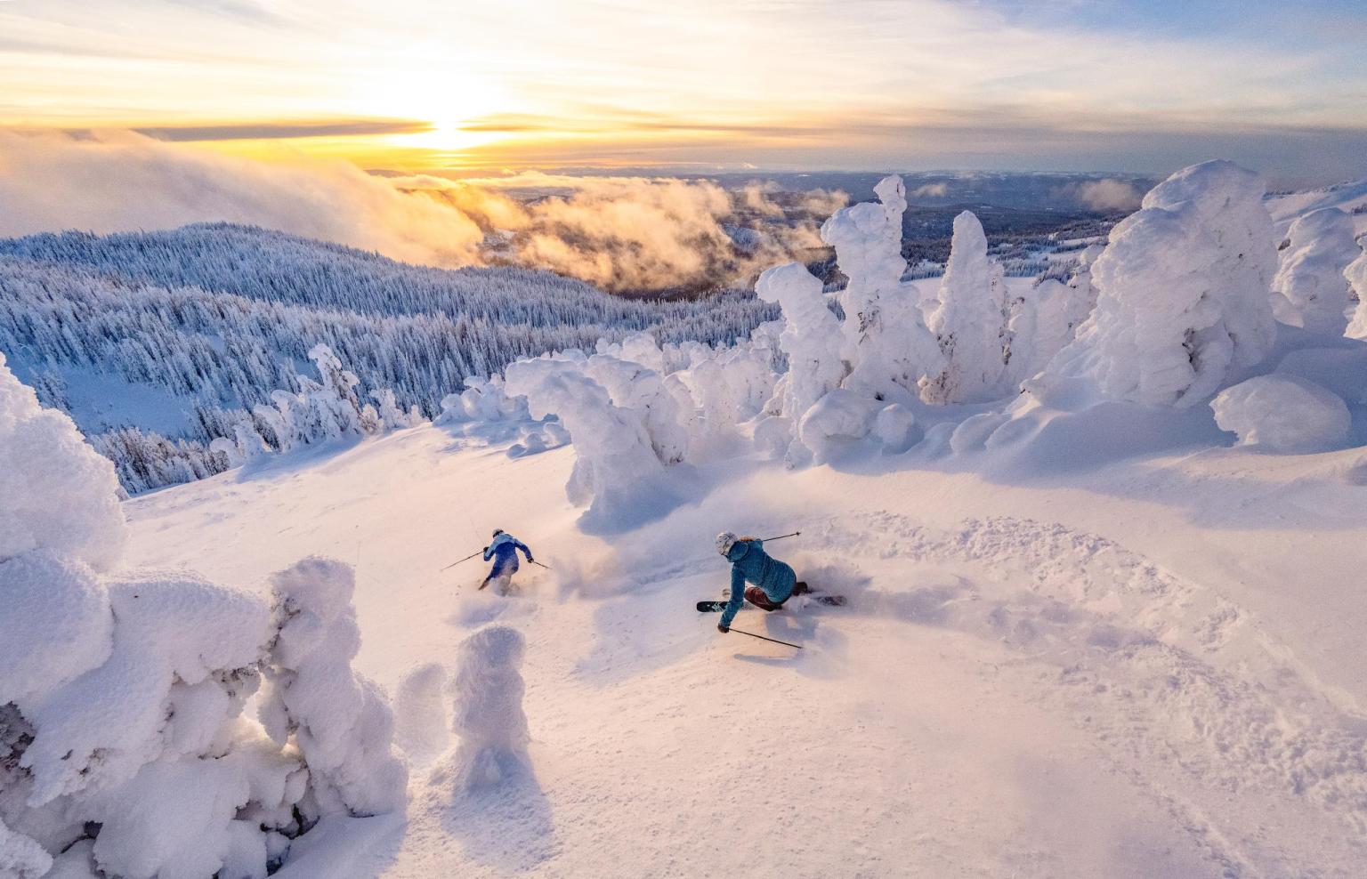 Sun Peaks in Canada - a person skiing down a mountain covered in snow.